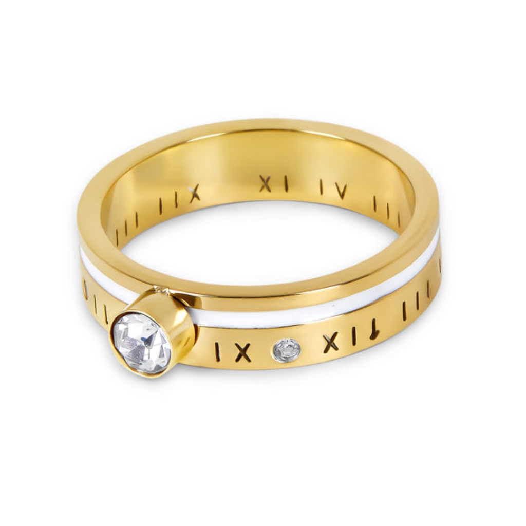 Roman Num 18k Gold Plated Ring